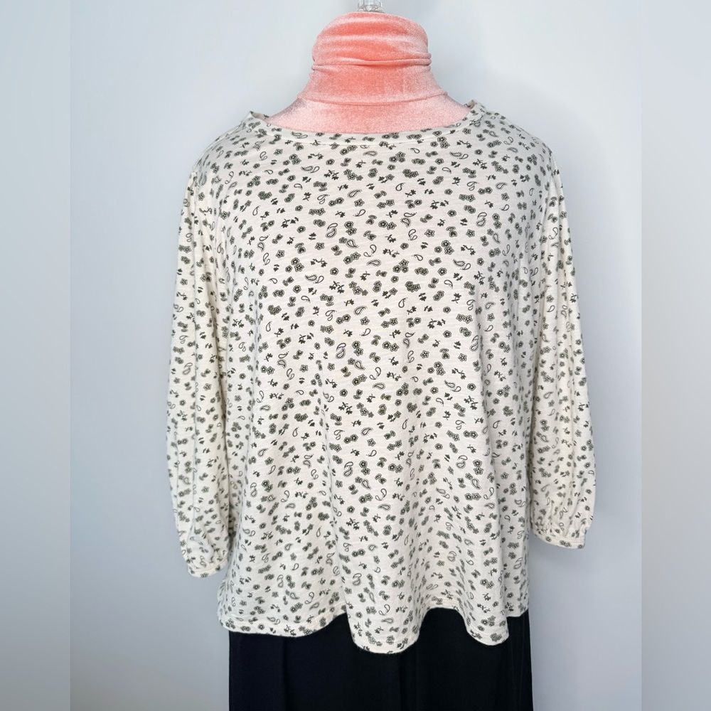 a.n.a 100% Cotton Floral Paisley Top Cream Black Size XXL